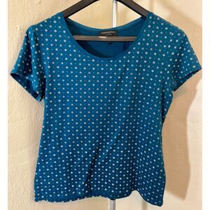 Banana Republic Luxe Touch Blue Geometric Print Tee L